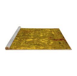 Sideview of Machine Washable Oriental Yellow Industrial Rug, wshurb2526yw