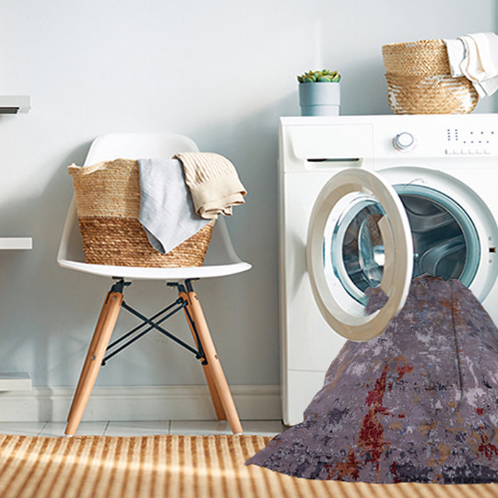 Machine Washable Industrial Modern Purple Rug in a Washing Machine, wshurb2526