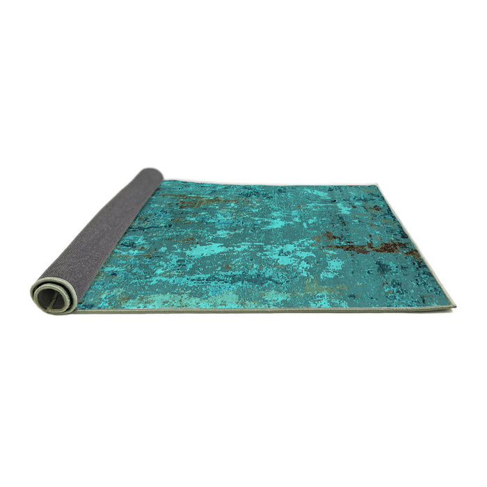 Sideview of Oriental Turquoise Industrial Rug, urb2526turq