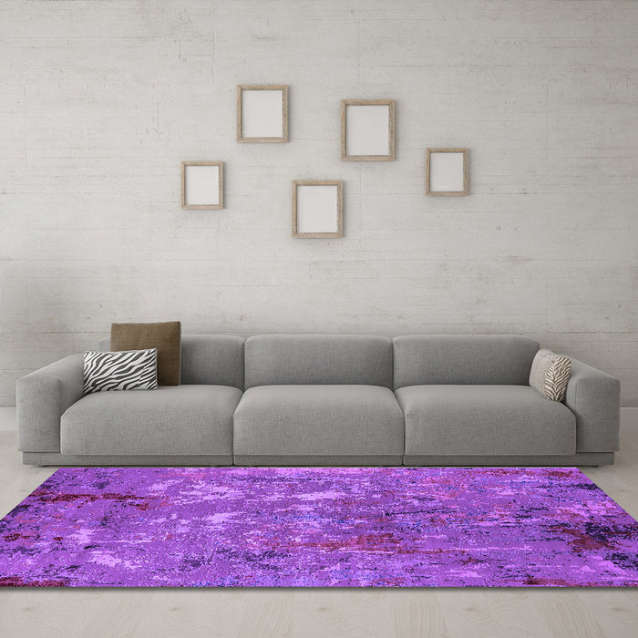 Machine Washable Oriental Purple Industrial Area Rugs in a Living Room, wshurb2526pur