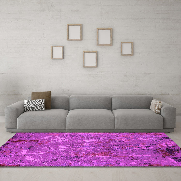 Machine Washable Oriental Pink Industrial Rug in a Living Room, wshurb2526pnk
