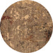 Round Oriental Brown Industrial Rug, urb2526brn