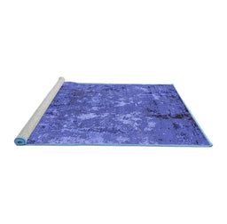 Sideview of Machine Washable Oriental Blue Industrial Rug, wshurb2526blu