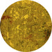 Round Oriental Yellow Industrial Rug, urb2526yw