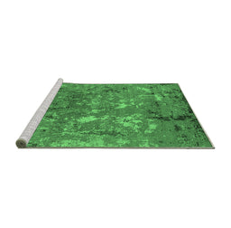 Sideview of Machine Washable Oriental Emerald Green Industrial Area Rugs, wshurb2526emgrn