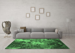 Machine Washable Oriental Emerald Green Industrial Area Rugs in a Living Room,, wshurb2527emgrn