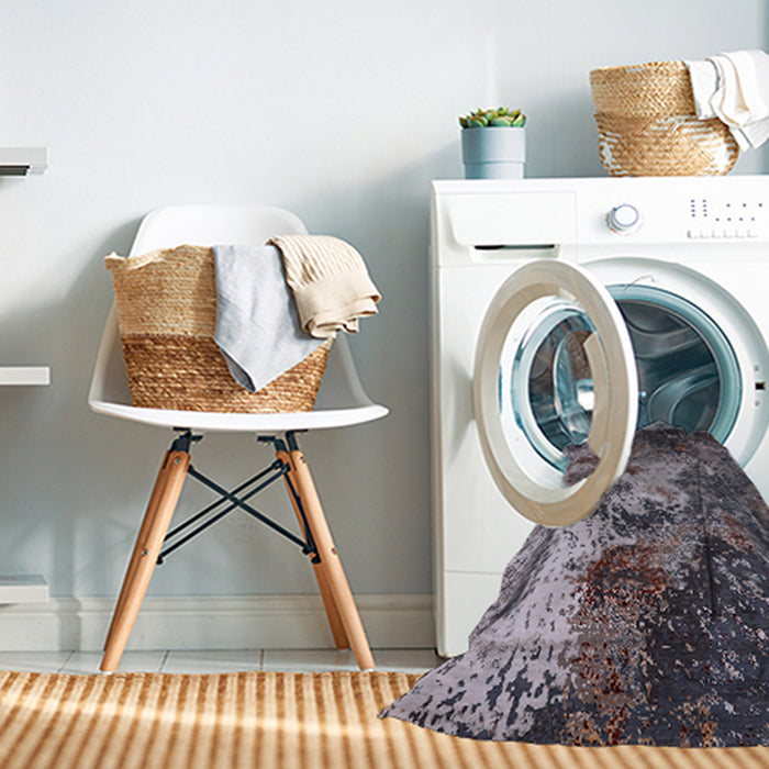 Machine Washable Industrial Modern Rosy Brown Pink Rug in a Washing Machine, wshurb2527