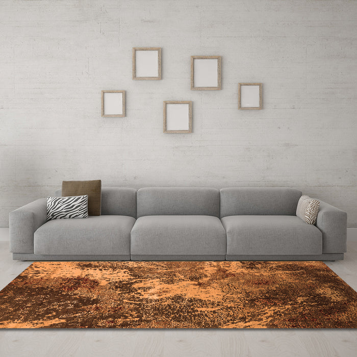 Machine Washable Oriental Orange Industrial Area Rugs in a Living Room, wshurb2527org