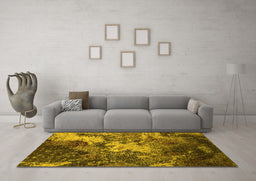 Machine Washable Oriental Yellow Industrial Rug in a Living Room, wshurb2527yw