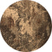 Round Oriental Brown Industrial Rug, urb2527brn