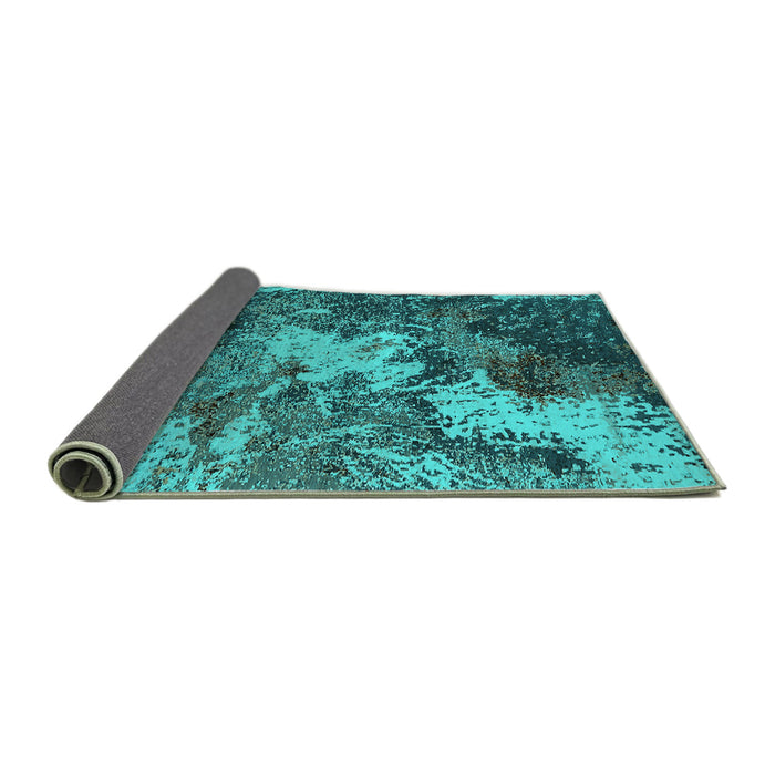 Sideview of Oriental Turquoise Industrial Rug, urb2527turq