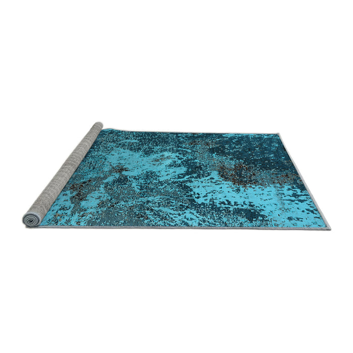 Sideview of Machine Washable Oriental Light Blue Industrial Rug, wshurb2527lblu