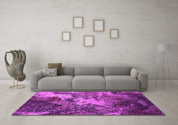 Machine Washable Oriental Pink Industrial Rug in a Living Room, wshurb2527pnk
