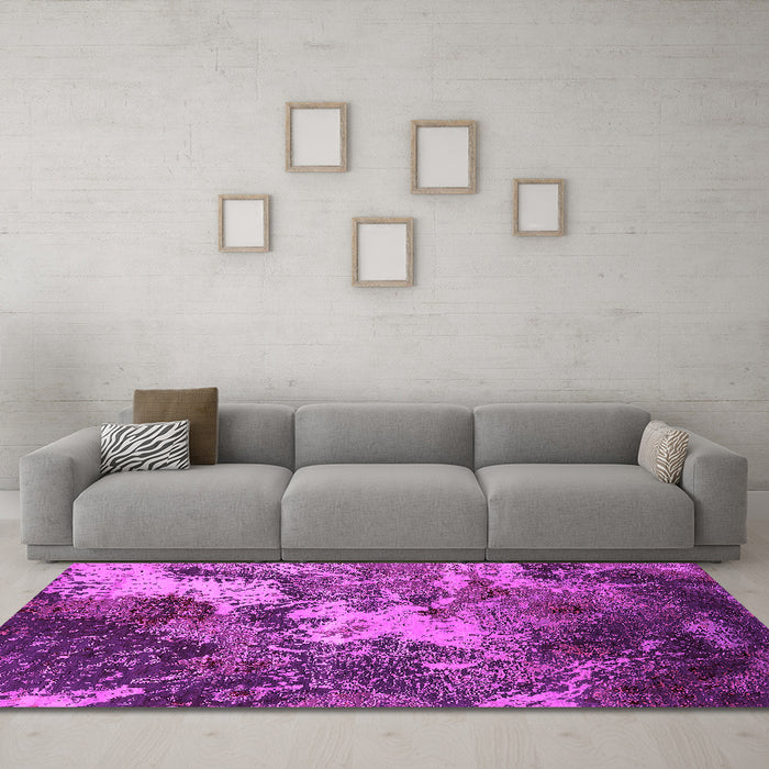Machine Washable Oriental Pink Industrial Rug in a Living Room, wshurb2527pnk