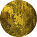 Round Oriental Yellow Industrial Rug, urb2527yw