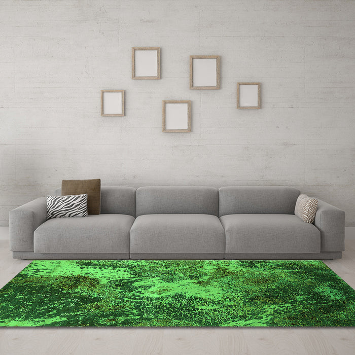 Machine Washable Oriental Green Industrial Area Rugs in a Living Room,, wshurb2527grn