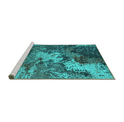Sideview of Machine Washable Oriental Turquoise Industrial Area Rugs, wshurb2527turq