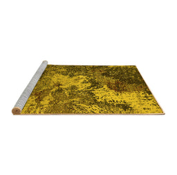 Sideview of Machine Washable Oriental Yellow Industrial Rug, wshurb2527yw