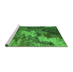 Sideview of Machine Washable Oriental Green Industrial Area Rugs, wshurb2527grn