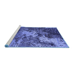 Sideview of Machine Washable Oriental Blue Industrial Rug, wshurb2527blu