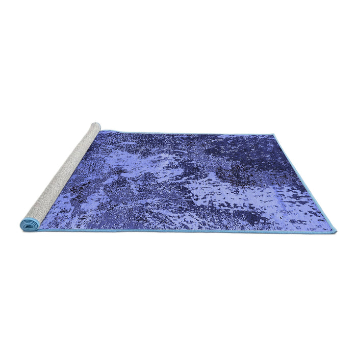 Sideview of Machine Washable Oriental Blue Industrial Rug, wshurb2527blu