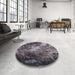 Round Machine Washable Industrial Modern Rosy Brown Pink Rug in a Office, wshurb2527