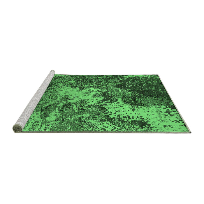 Sideview of Machine Washable Oriental Emerald Green Industrial Area Rugs, wshurb2527emgrn