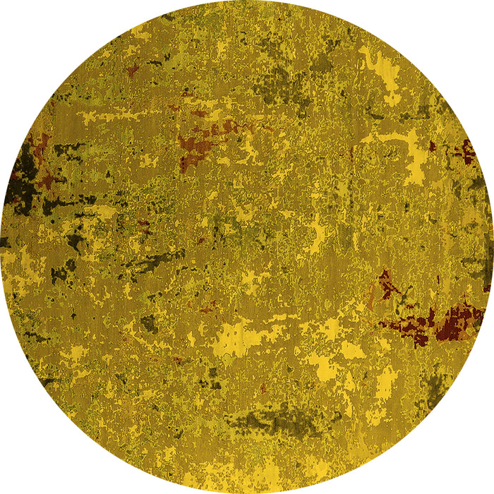 Round Oriental Yellow Industrial Rug, urb2528yw