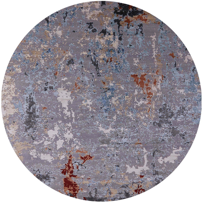 Round Machine Washable Industrial Modern Purple Rug, wshurb2528