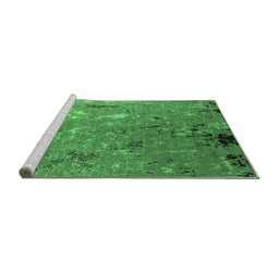 Sideview of Machine Washable Oriental Emerald Green Industrial Area Rugs, wshurb2528emgrn