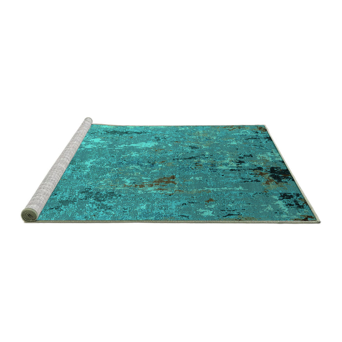 Sideview of Machine Washable Oriental Turquoise Industrial Area Rugs, wshurb2528turq