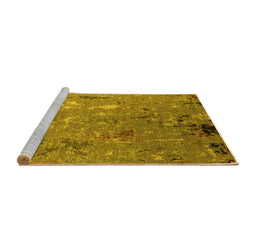 Sideview of Machine Washable Oriental Yellow Industrial Rug, wshurb2528yw