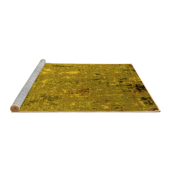 Sideview of Machine Washable Oriental Yellow Industrial Rug, wshurb2528yw