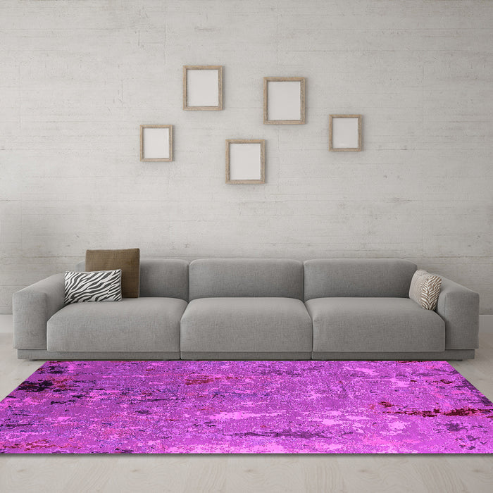 Machine Washable Oriental Pink Industrial Rug in a Living Room, wshurb2528pnk