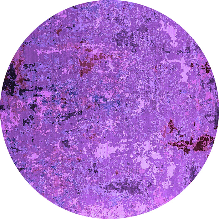 Round Machine Washable Oriental Purple Industrial Area Rugs, wshurb2528pur