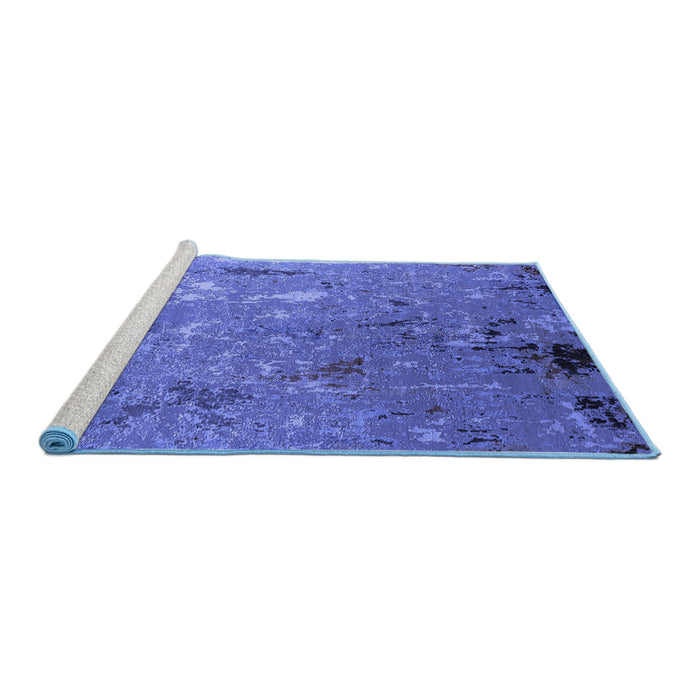 Sideview of Machine Washable Oriental Blue Industrial Rug, wshurb2528blu