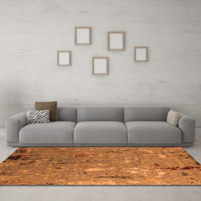 Machine Washable Oriental Orange Industrial Area Rugs in a Living Room, wshurb2528org