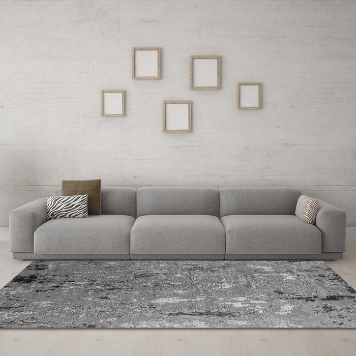 Machine Washable Oriental Gray Industrial Rug in a Living Room,, wshurb2528gry