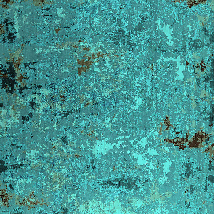 Square Machine Washable Oriental Turquoise Industrial Area Rugs, wshurb2528turq