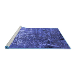 Sideview of Machine Washable Oriental Blue Industrial Rug, wshurb2529blu