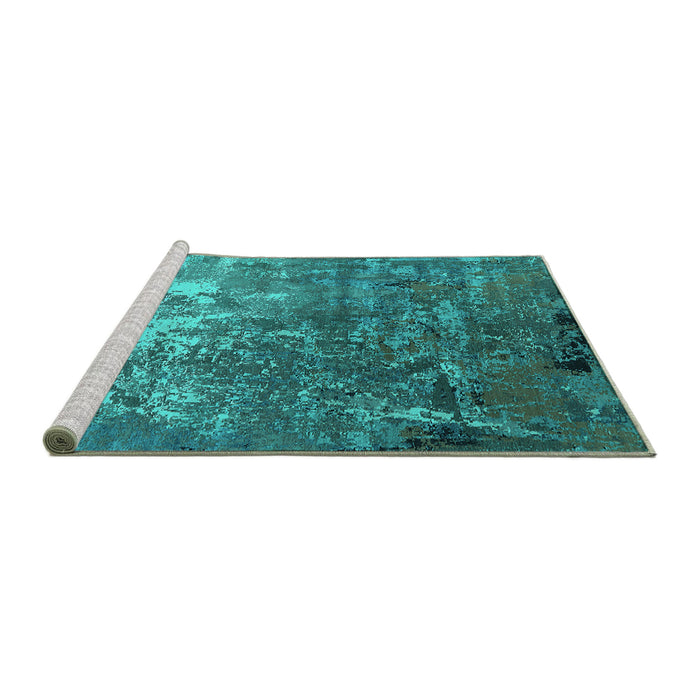 Sideview of Machine Washable Oriental Turquoise Industrial Area Rugs, wshurb2529turq