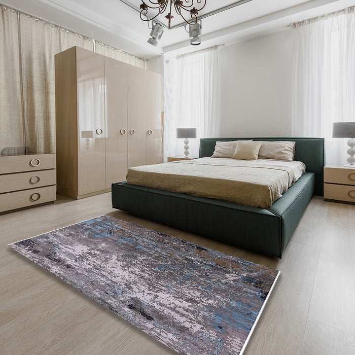 Machine Washable Industrial Modern Dark Gray Rug in a Bedroom, wshurb2529