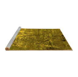 Sideview of Machine Washable Oriental Yellow Industrial Rug, wshurb2529yw
