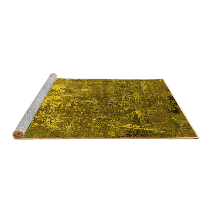 Sideview of Machine Washable Oriental Yellow Industrial Rug, wshurb2529yw
