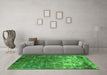 Machine Washable Oriental Green Industrial Area Rugs in a Living Room,, wshurb2529grn