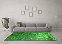 Machine Washable Oriental Green Industrial Rug, wshurb2529grn