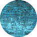 Round Oriental Light Blue Industrial Rug, urb2529lblu