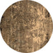 Round Oriental Brown Industrial Rug, urb2529brn