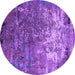 Round Oriental Purple Industrial Rug, urb2529pur