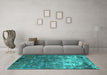 Machine Washable Oriental Turquoise Industrial Area Rugs in a Living Room,, wshurb2529turq